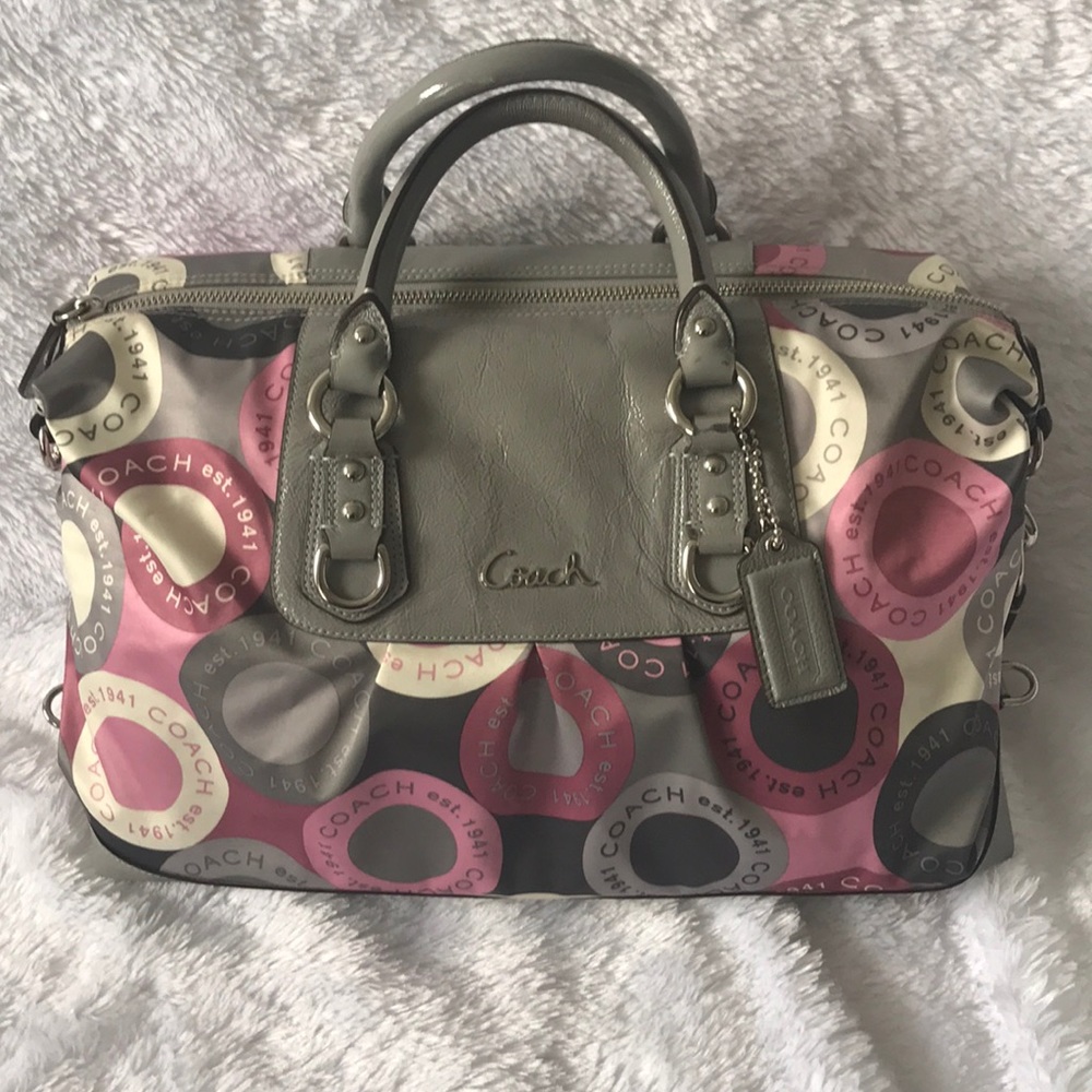 COACH ASHELY SNAP HEAD LARGE SATIN HANDBAG